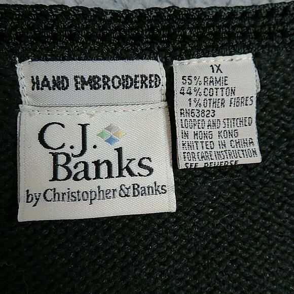 Vtg 90s CJ Banks Sweater Vest Women 1X Knit Bird Houses Green Beads Spring Fall - Picture 10 of 11